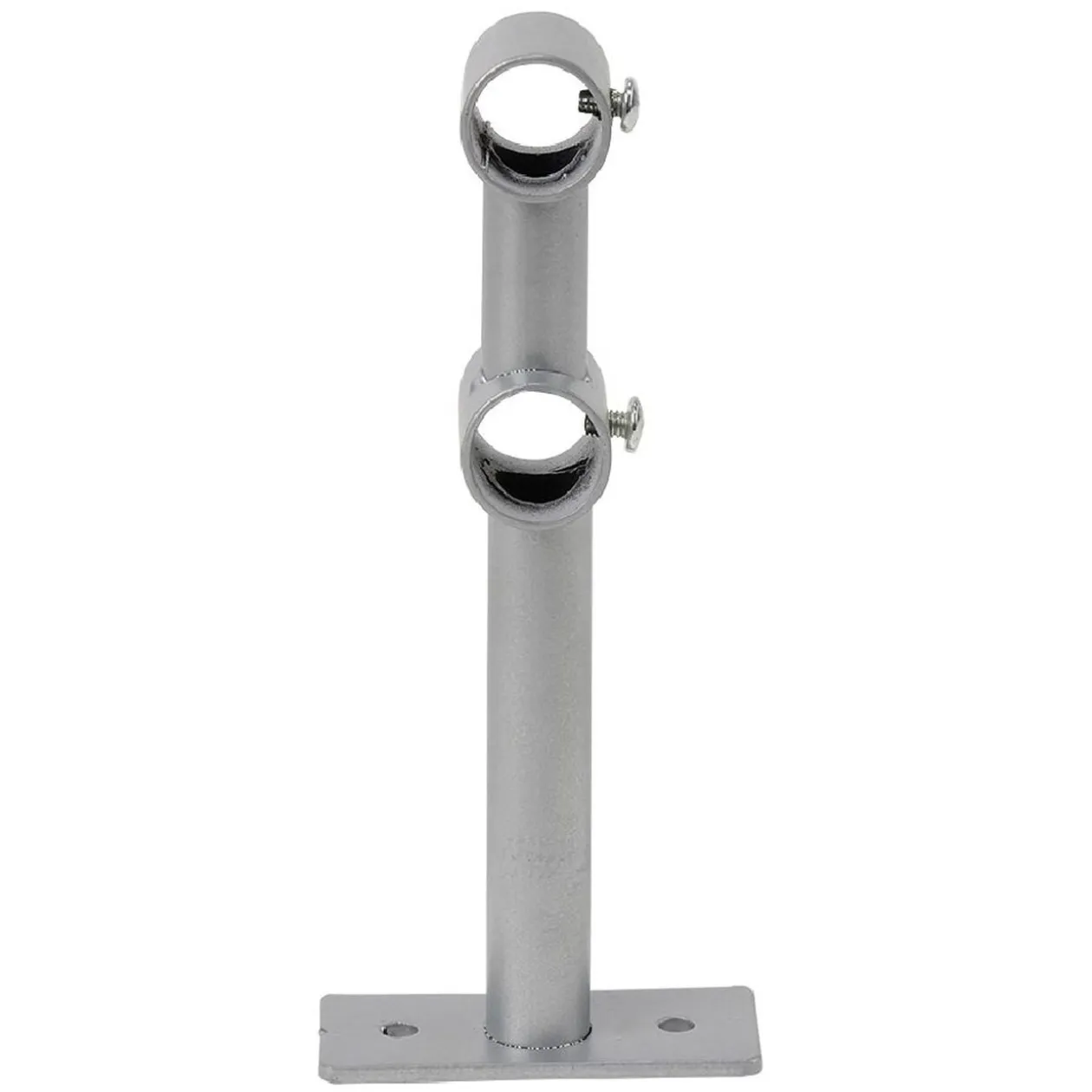 Support double fixe métal gris pour tringle à rideau Ø1,6xL15,5cm