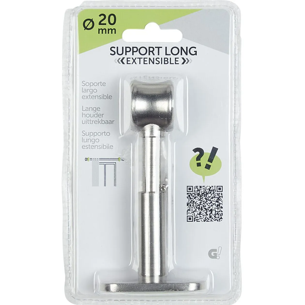 Support long extensible pour tringle gris métal