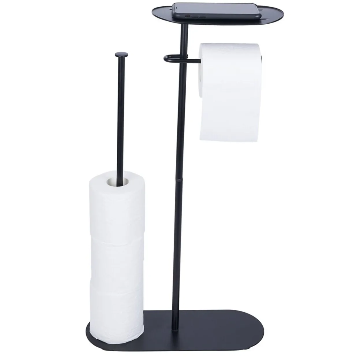Support papier WC et téléphone noir 36xH66x13,5cm