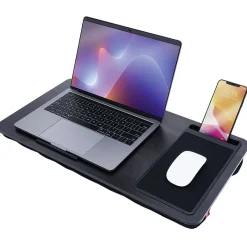 Support pour ordinateur portable nomade bois noir 57x30xH5cm < Gifi Online