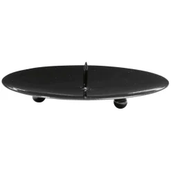 Support rond pour bougie en métal noir