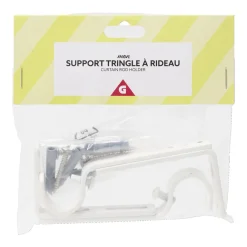 Support tringle à rideaux extensible x2 métal blanc H10cm