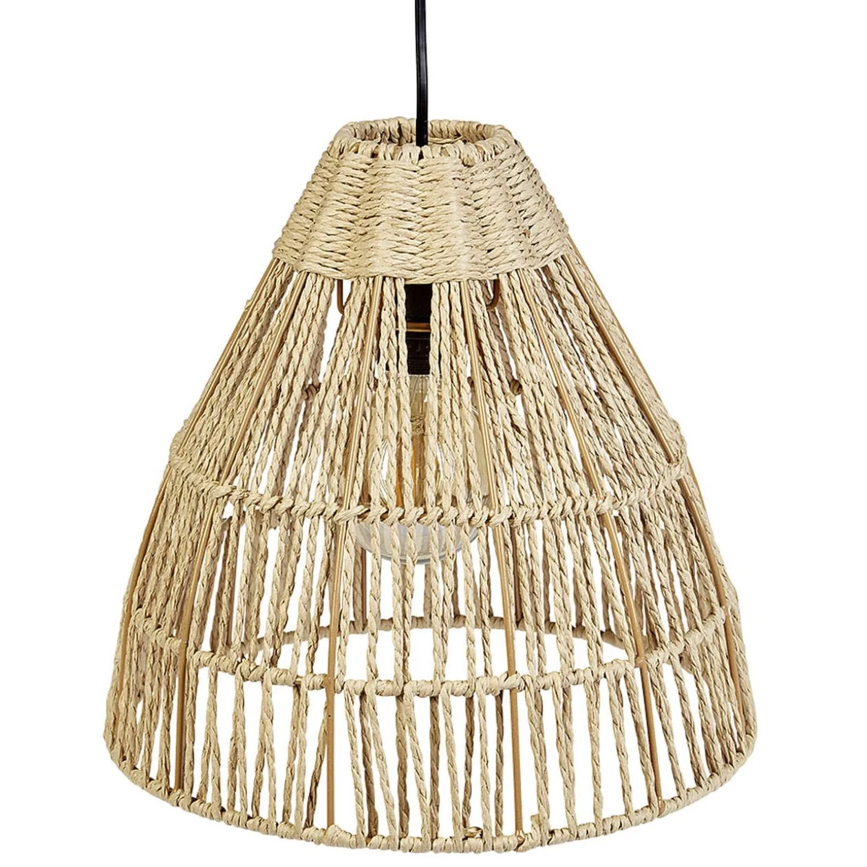 Suspension avec abat jour en cordage imitation jute naturel
