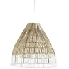 Suspension avec abat jour en cordage imitation jute blanc naturel