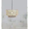 Suspension avec abat-jour en lin beige Ø40 cm