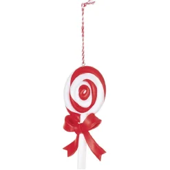 Suspension Bonbon lolipop blanc rouge H11 cm