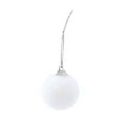 Suspension boule de Noël blanche et pomme de pin argentée x10