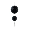 Suspension 2 boules avec pompon papier noir