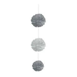 Suspension 3 boules chiffon en papier gris