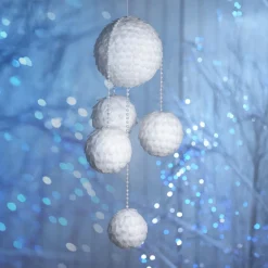 Suspension 5 boules de Noel blanches