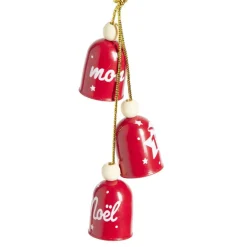 Suspension 3 clochettes "Mon 1er Noël" rouge ou dorée H10cm- 2 modèles