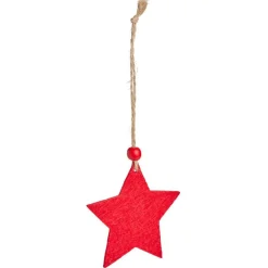 Suspension coeur/étoile/sapin bois et feutrine rouge ou blanc