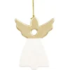 Suspension de Noël Ange en grès blanc et doré H11 cm < Gifi