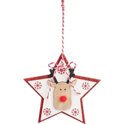 Suspension de Noël en bois forme étoile ou sapin avec tête de renne 11x11cm < Gifi Sale