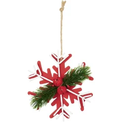 Suspension de Noël Flocon en bois avec décor houx < Gifi Sale