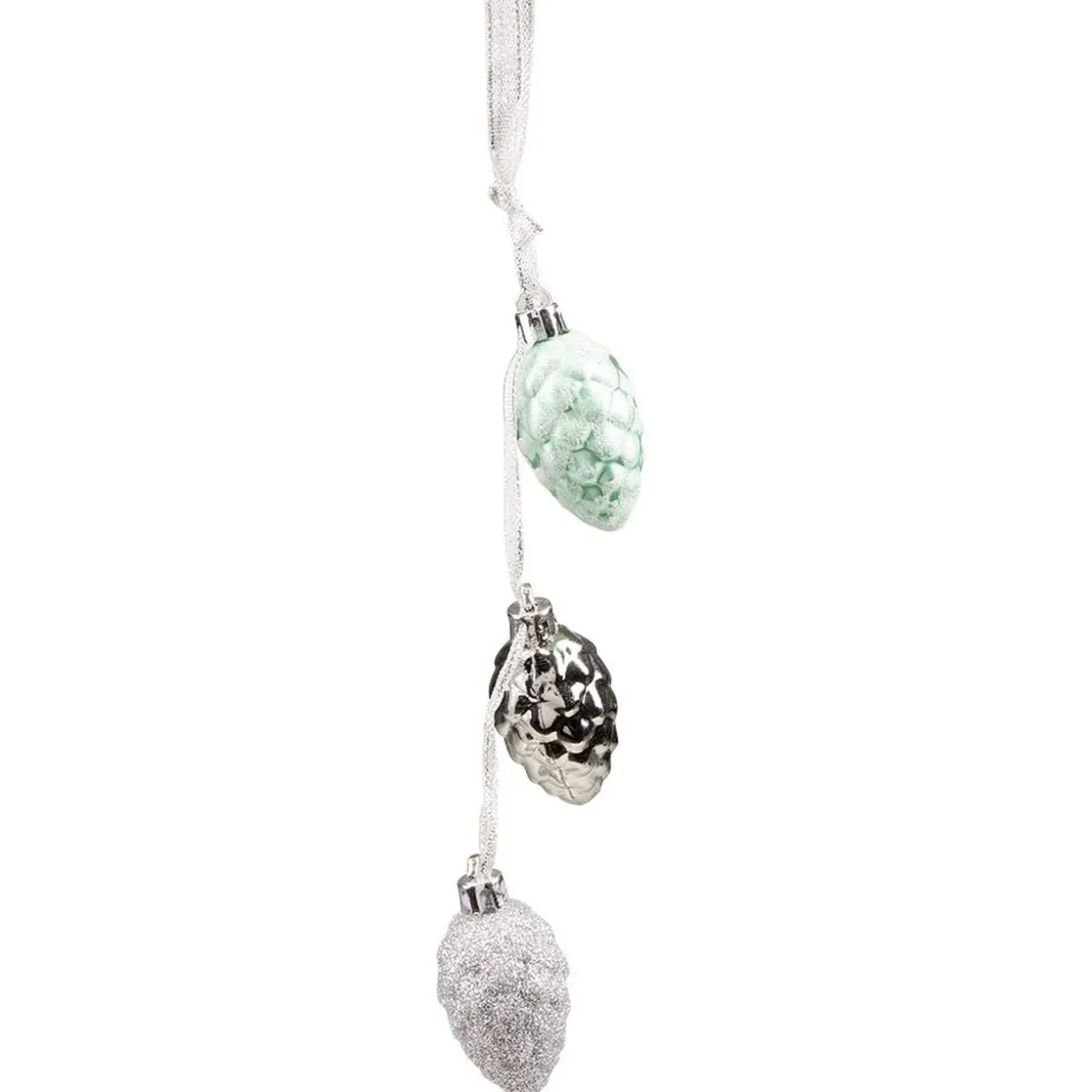 Suspension de Noël grappe de 3 pommes de pin H33 cm