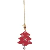 Suspension de Noël Étoile en bois motif traditionnel rouge blanc < Gifi Online