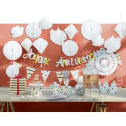 Suspension en papier blanc de forme géométrique x 3