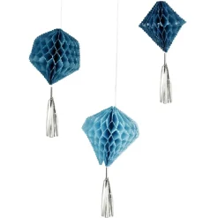 Suspension en papier bleu de forme géométrique x 3 < Gifi Discount