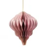Suspension goutte 3D en papier rose et doré Ø8xH10cm