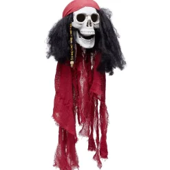 Suspension Halloween LED tête de mort pirate avec foulard rouge < Gifi Online