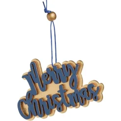 Suspension Merry Christmas doré et bleu L10x6cm < Gifi Sale