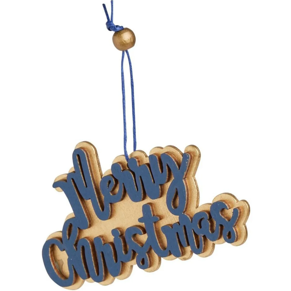 Suspension Merry Christmas doré et bleu L10x6cm < Gifi Sale