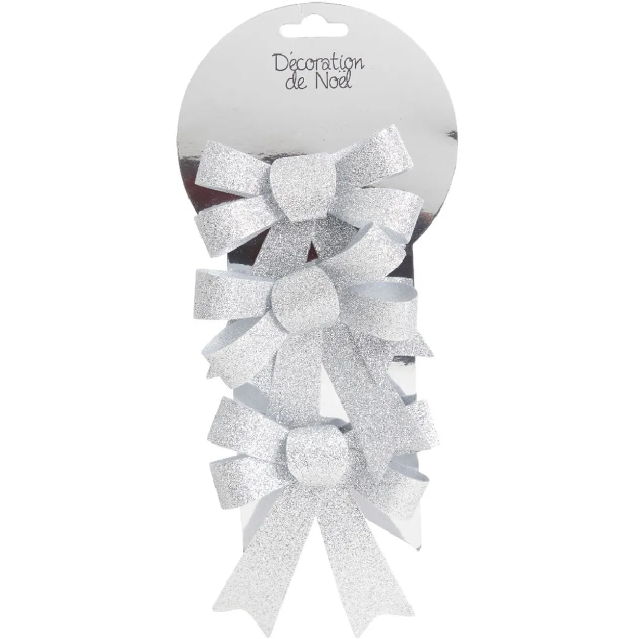 Suspension noeud de Noël pailleté argenté x3
