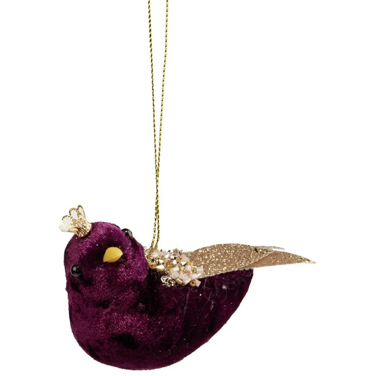 Suspension Noël oiseau velours rouge et doré H.7 cm < Gifi Outlet