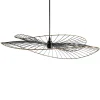 Suspension ondulée double filaire métal noir Ø69xH13cm