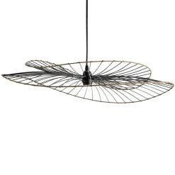 Suspension ondulée double filaire métal noir Ø69xH13cm