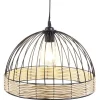 Suspension ronde métal osier noir et marron Ø35xH22cm < Gifi Online