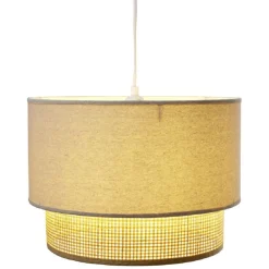 Suspension ronde 2 niveaux bambou blanc Ø35xH115cm
