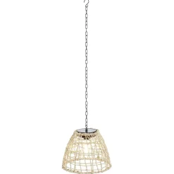 Suspension solaire effet rotin tressé quadrillage ajouré Ø22xH110cm
