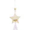 Suspension Étoile de Noël en bois avec pompon et perles H10,5cm < Gifi Sale