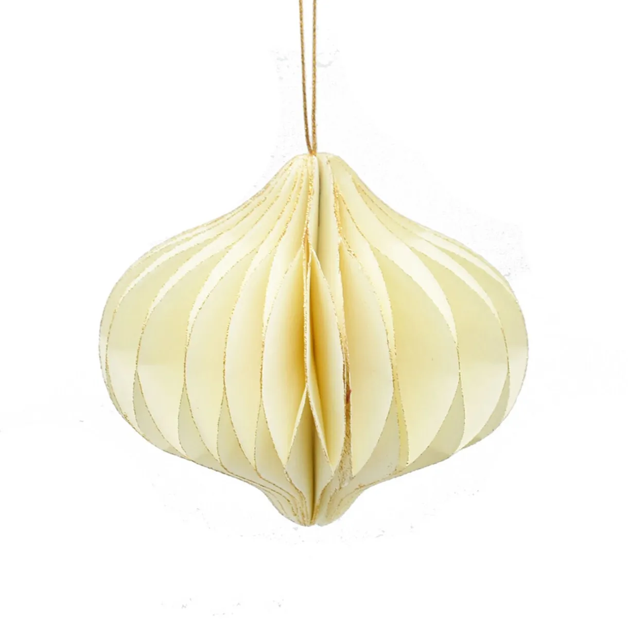 Suspension toupie 3D papier blanc crème et doré Ø8xH9cm < Gifi Outlet