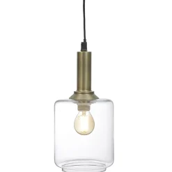 Suspension vintage en verre et métal Ø13xH25cm