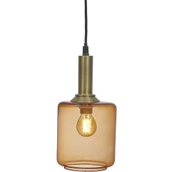 Suspension vintage en verre et métal Ø13xH25cm