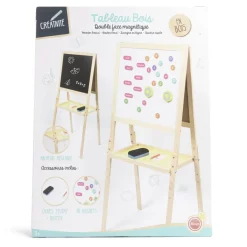 Tableau en bois double face magnétique et craie avec accessoires < Gifi Best