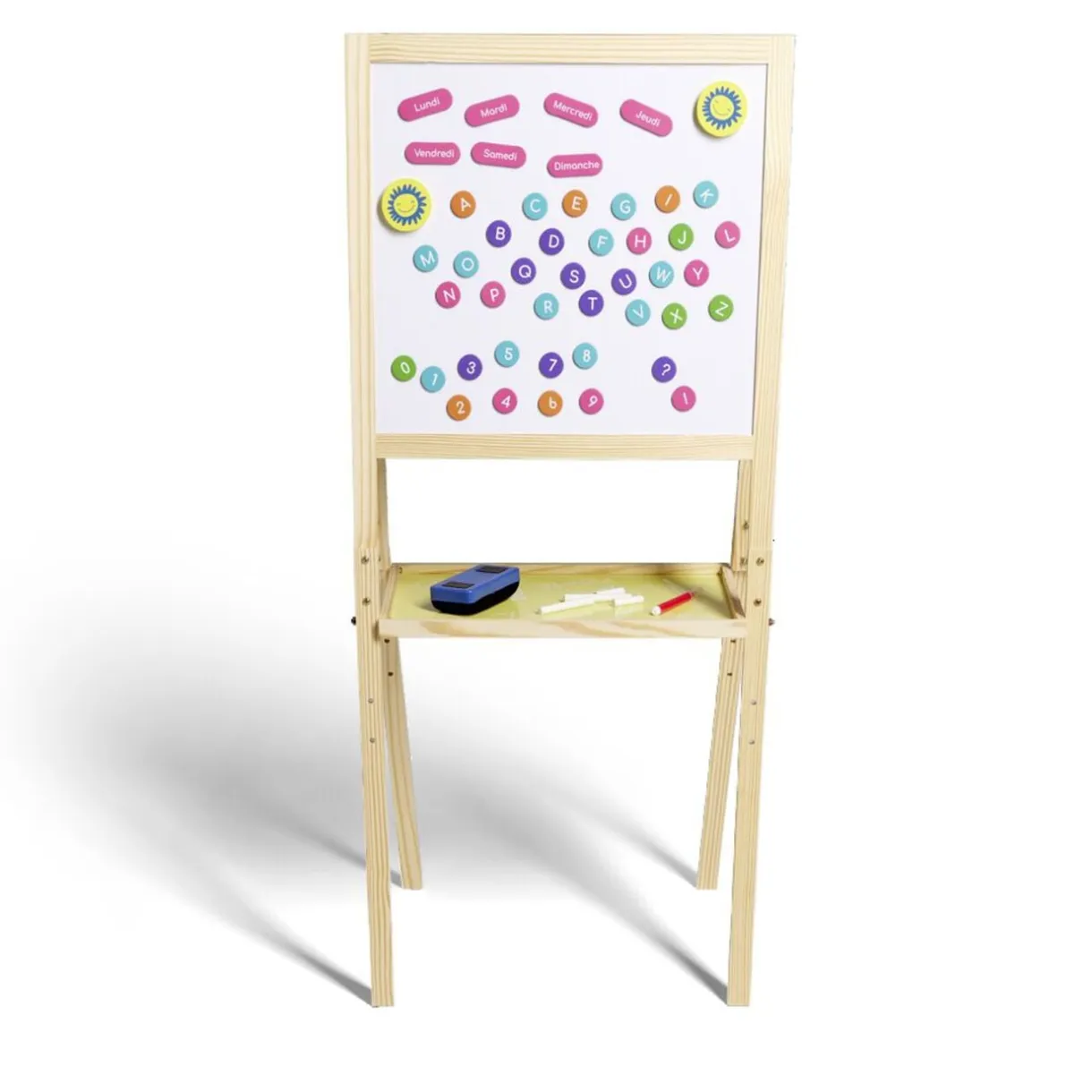 Tableau en bois double face magnétique et craie avec accessoires < Gifi Best