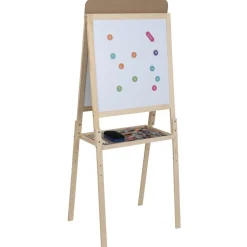 Tableau magique bois enfant 2en1 face blanche et face noir LCD 44x33x106cm