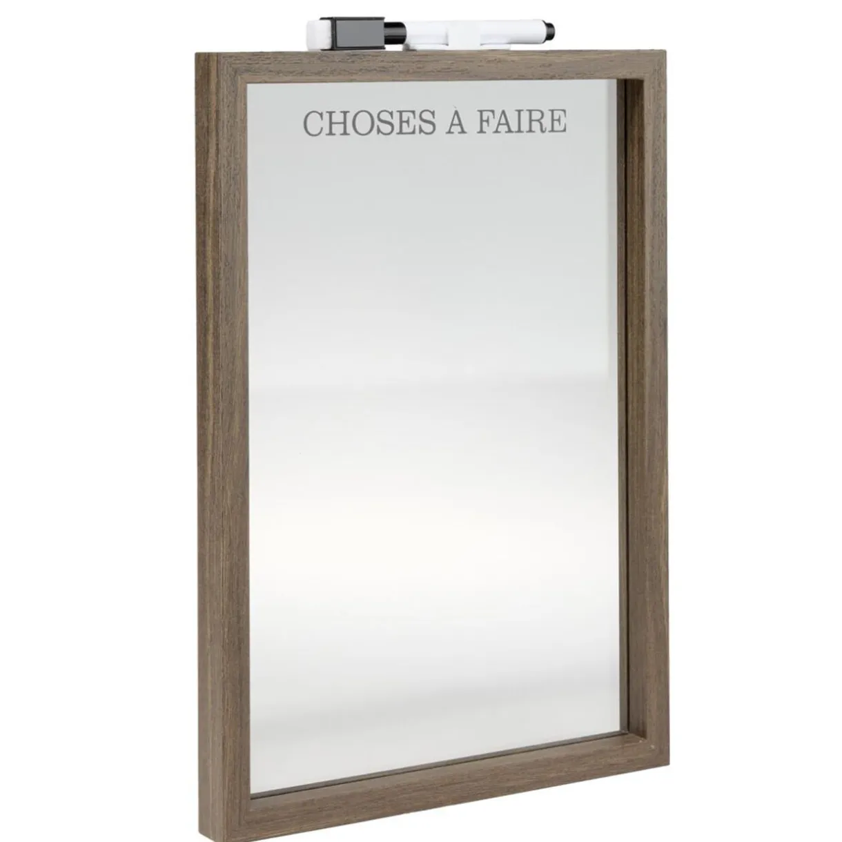 Tableau mémo en verre contour bois feutre effaceur inclus 21x29,7cm < Gifi Outlet