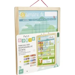 Tableau organisation enfant activités responsabilités en bois