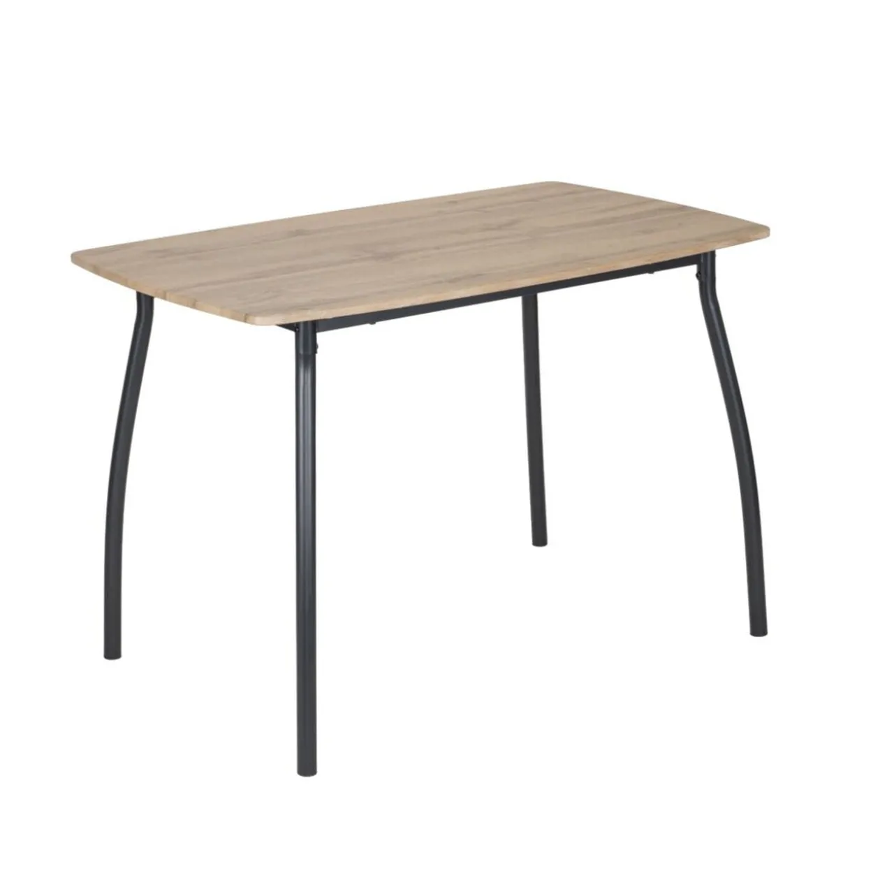Table avec 4 chaises Luffi métal noir et bois marron 100x70xH75cm