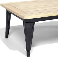 Table basse de jardin Fabrik métal noir et acacia 80x60xH35 cm < Gifi Clearance
