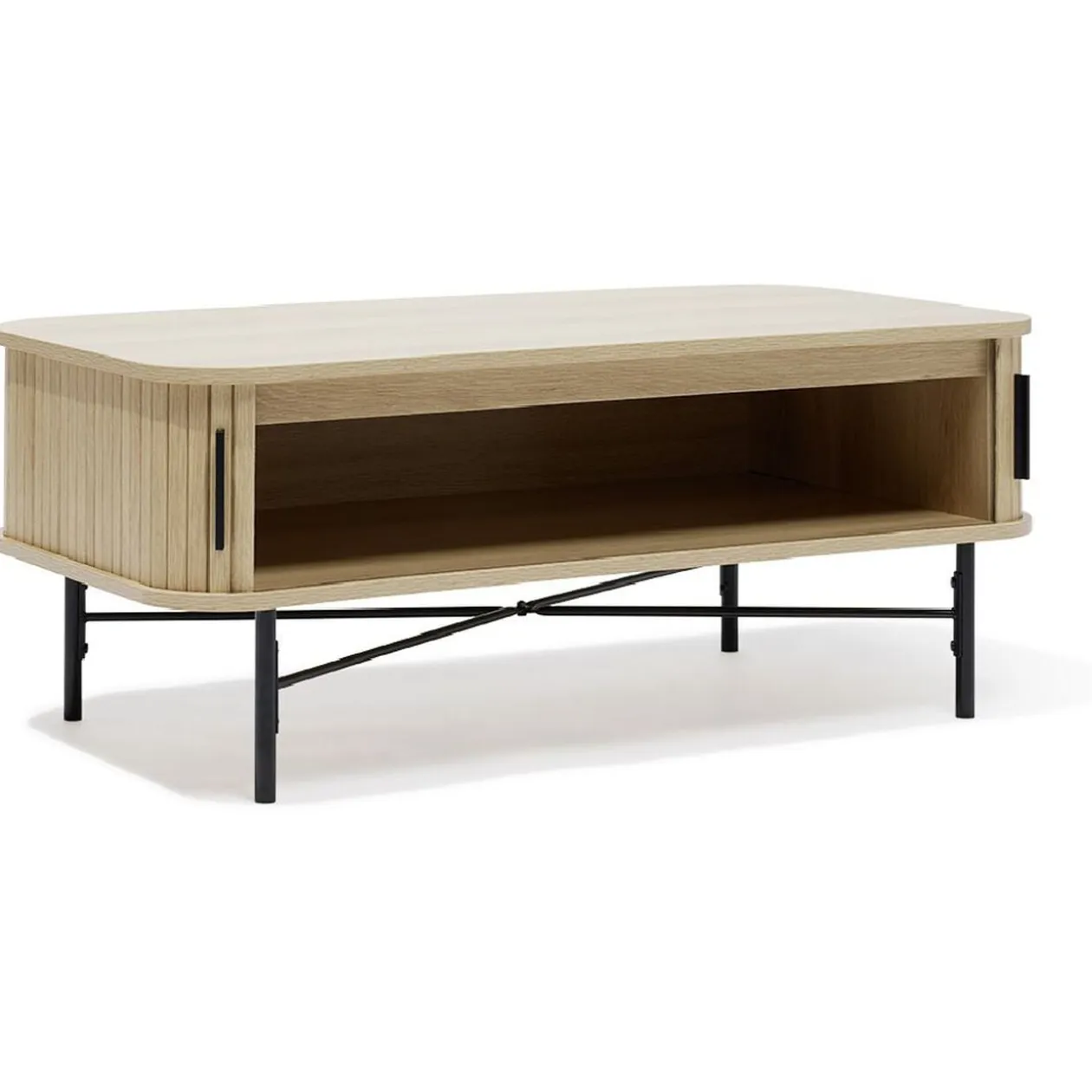 Table basse Grège bois naturel et noir - L100xH40xP50 cm