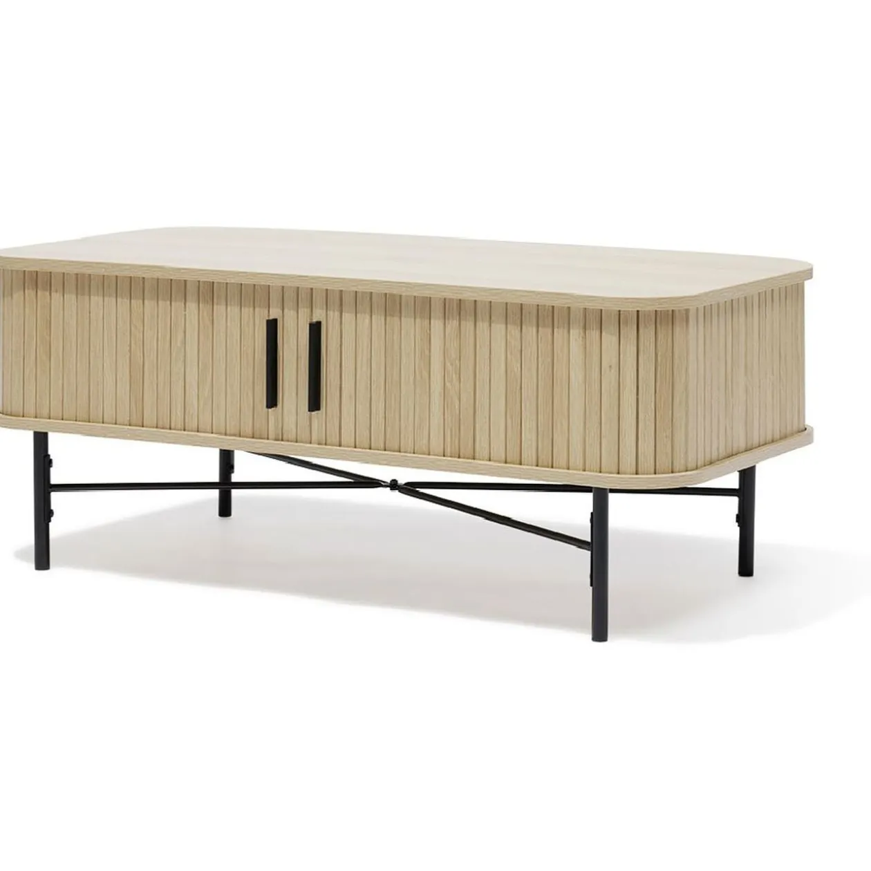 Table basse Grège bois naturel et noir - L100xH40xP50 cm