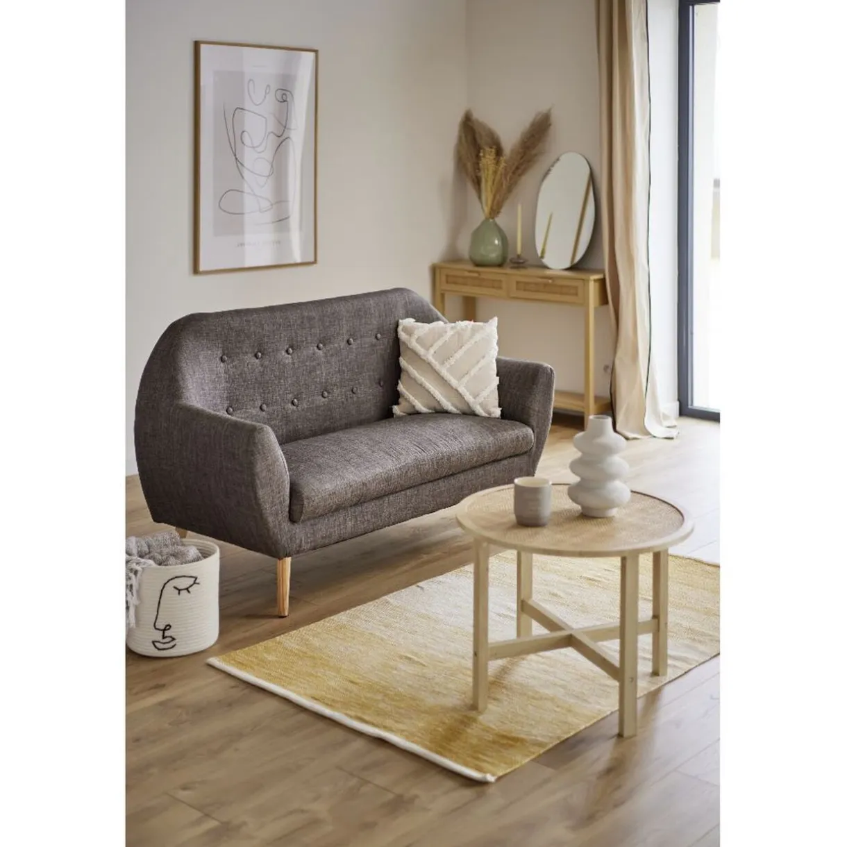 Table basse Kanna cannage de rotin Ø60xH45 cm < Gifi Clearance