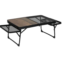 Table basse pliable bois et métal finition grille noir 91x42xH29,5cm < Gifi Best