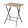 Table carrée pliante naturel pieds métal noir L.60 x l.60 x H.75 cm
